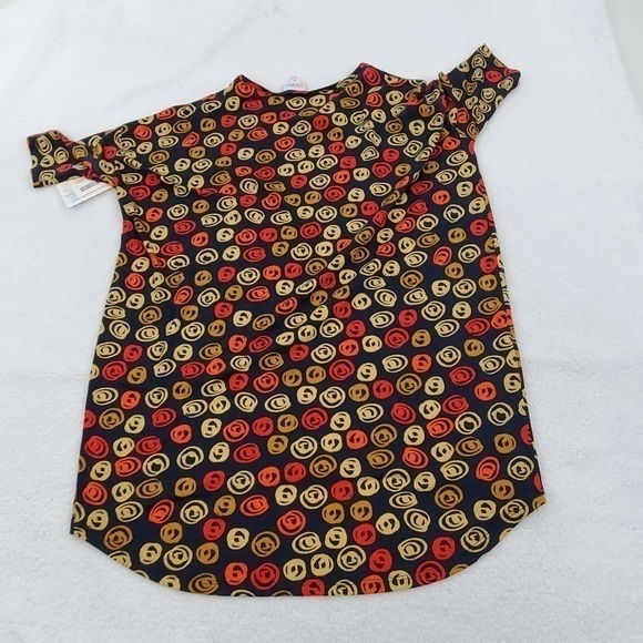 Lularoe Irma S Blue Orange Polka Dot Swirl Short S - Picture 5 of 5